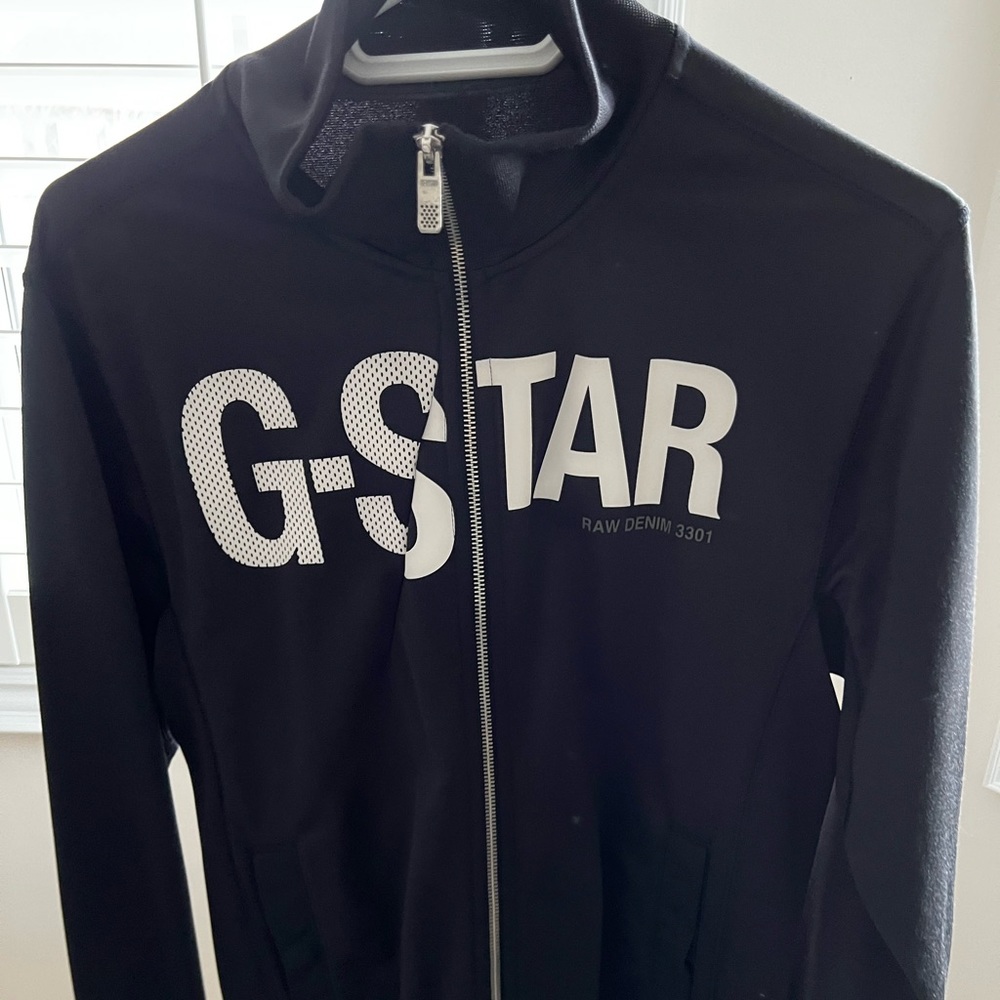 G star raw denim zipped sweater. Black. Size medium